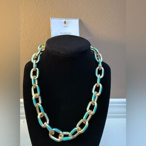 Bodlure Gold and Turquoise Link Necklace NWT